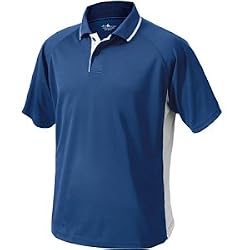 Mens Color Blocked Wicking Polo, Lake Blue