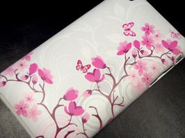 【iPhone3G・3GS用携帯ケース（特殊印刷カバー）】UV031 花と蝶　ピンク