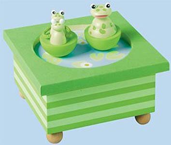 Spieluhr tanzende Frösche auf dem Teich