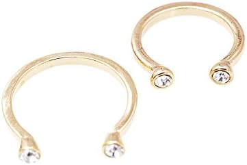 Adjustable Crystal End Open Band Ring and Midi Fashion Ring Set