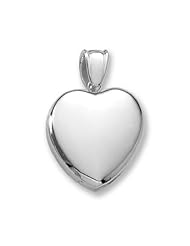 18k Premium Weight White Gold Heart Picture Locket 1 inch x 1 inch in 18K