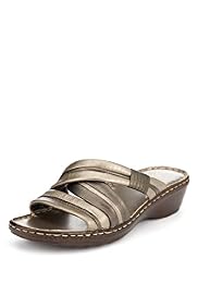 Footglove™ Original Leather Wide Fit Crossover Strap Mule Sandals