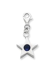 Sterling Silver Blue September CZ Birthstone Star Charm