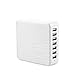 BAKTH 45W/8-Amp 7-Port USB Wall Desktop Fast Charging Station for iPhone 6 Plus 5S 5C 5 4S, iPad Air 2 Mini 3, Samsung Tablets, Galaxy S6, Galaxy Note 4 3 2, LG G3, More Smartphones and Tablets - White