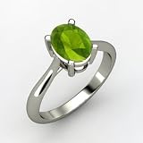 Oval Peridot Ring in 14K White Gold