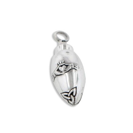 Celtic Knot Claddagh Urn for Ashes Sterling Silver Jar Pendant