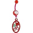 Bioplast Red Oval Framed Cherry Dangle Belly Ring