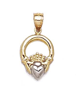 14k Two-Tone Claddagh Pendant