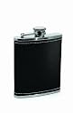 Metrokane Houdini Stainless Steel Pocket Flask with Faux Leather Cover, Black