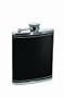 Metrokane Houdini Stainless Steel Pocket Flask with Faux Leather Cover, Black