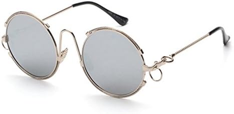 Dasion Europe And The Reflective Sunglasses Street Street Snap Restoring Ancient Ways Round Sunglasses(Gray)