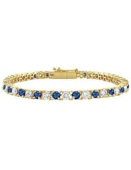 Sapphire and Diamond Tennis Bracelet 14K Yellow Gold 1.50 CT TGW