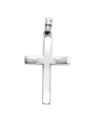 14k White Gold Beveled Cross Charm
