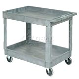 Plastic 2 Shelf Tray Service & Utility Cart 40 X 26 - 5 Inch Rubber Casters