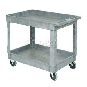Plastic 2 Shelf Tray Service and Utility Cart 40 X 26 - 5 Inch Rubber Casters by 