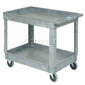 Plastic 2 Shelf Tray Service & Utility Cart 40 X 26 - 5 Inch Rubber Casters On Sale