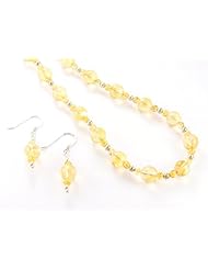 Hanfords of London Handmade Citrine and Silver Necklace & Earrings Jewelry Set. Handcrafted in the UK. Birthstone for November.