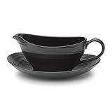 Mikasa Swirl Black Gravy Boat and Saucer