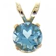 Natural Blue Topaz Solitaire Pendant Set in 14K Yellow Gold