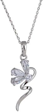 Imixlot Women's White Gold Plating Flower Bending Pendant Necklace 17.75"