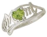 Peridot and Diamond Heart Shaped MOM Ring