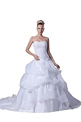 Strapless Organza/Satin Corset   Waistline Lace  Dress with a Brush/Sweep Train 