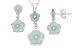  : STERLING SILVER GREEN BLUE QUARTZ FLOWER EARRINGS PENDANT SET