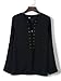 Persun Women's V-neck Lace Up Front Split Side Plain Blouse Top