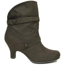 Dark Brown Fold Down Ladies Ankle Boots