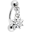 Flower Clear Gem Dangle Eyebrow Ring