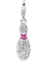 Amore LaVita(tm) Sterling Silver 3-D Enameled Bowling Pin w/Lobster Clasp Charm for Charm Bracelet
