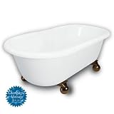 American Bath Factory B1-3700-WW-DM7-M2-35-OB-C1-CD Madeline Double Ended Clawfoot Bathtub in White,