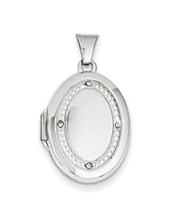 Genuine IceCarats Designer Jewelry Gift 14K Wg 21Mm Oval Rhodium Diamond With Texture Locket