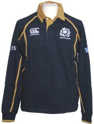 Scotland Home 2011/13 Classic L/S Rugby Shirt Navy/Gold - size Large Scotland Home 2011/13 Classic L/S Rugby Shirt Navy/Gold - size Large