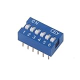 10個入　DIPスイッチ　2.54mm　ピッチ　6P　25mA, 24VDC　ブルー　DIY