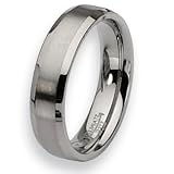 Beveled Edge Brushed & Polished Flat Stainless Steel Ring (6.0 mm) - Sizes 6-13
