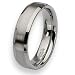 Beveled Edge Brushed & Polished Flat Stainless Steel Ring (6.0 mm) - Sizes 6-13