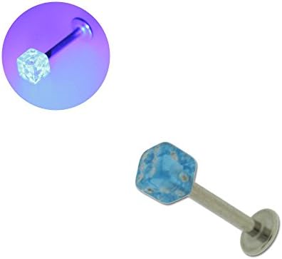 Acrylic Labret Tragus Cartilage Piercing Ring with Blue Glow in the Dark Dices