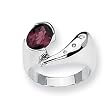Garnet and Diamond Sterling Silver Ring (Sizes 6-8)