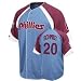 Majestic Philadelphia Phillies #20 Mike Schmidt Light Blue-Maroon Wheelhouse Cooperstown Player Baseball Jersey (X-Large)