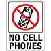 Hy-ko 20618 "No Cell Phones" Plastic Sign 12"x9" (Pack of 10)