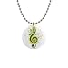 1 Inch Button Necklace of Green Treble Music Clef