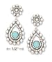 Flower Post Beaded Edges Turquoise Stone Dangle Earrings - JewelryWeb