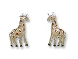 Giraffe Post Silver & Enamel Earrings