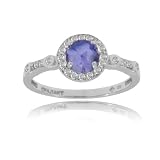 New 10K White Gold CocKTail Ring W Tanzanite & Diamonds