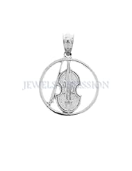 14K White Gold Viola, Violin Pendant