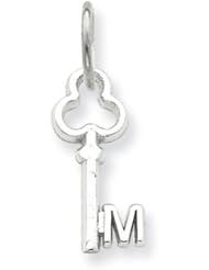14k White Gold M Key Charm Pendant. Metal Wt- 0.37g