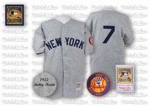 Mickey Mantle 1952 New York Yankees #7 Authentic Road Throwback Mitchell and Ness MLB Baseball Jersey (Gray)
