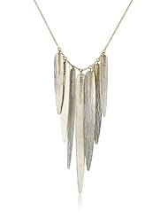 Shaesby "Flamenco" 14k Yellow Gold and Silver Long Spike Bib Necklace