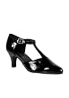 3 Inch Block Heel D'Orsay Style T-Strap Pump